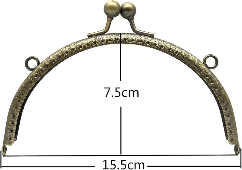 Half-Round Sew-In Kiss-Lock Purse Frame, 6 1/8" x 3" (15.5 x 7.5 cm)