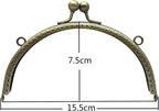 Half-Round Sew-In Kiss-Lock Purse Frame, 6 1/8" x 3" (15.5 x 7.5 cm)