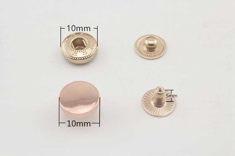 Zinc Alloy Flat top Cap snap Fastener Buttons Washable Press Stud for Sewing Leather Craft Clothing / Rose Golden