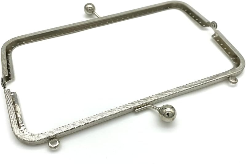 Rectangle Sew-In Kiss-Lock Purse Frame, 8" x 2 9/16" (20.5 x 6.5 cm) - with Chain Loops