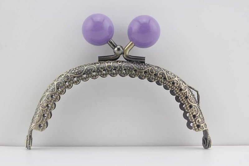 Half-Round Color-Ball Sew-In Kiss-Lock Purse Frame, 9 x 4 cm